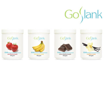 De GoSlank shakes zijn verkrijgbaar in aarbeien-, banaan-, chocolade,- en vanille smaak. 